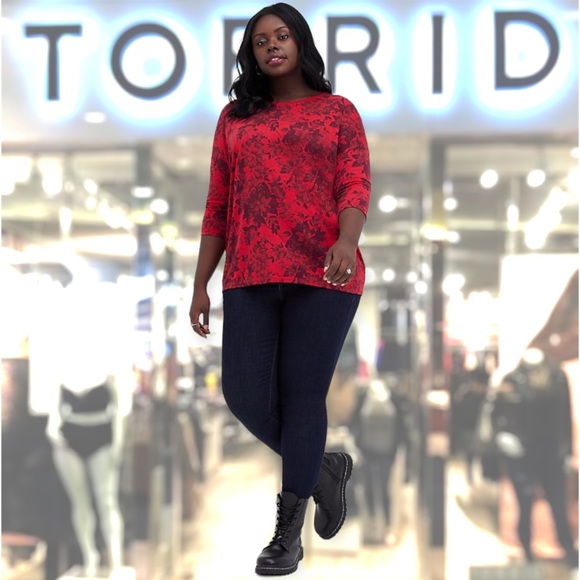 ❤️ Torrid Size 1 Relaxed Feather Soft Slub Crew Neck Drop Shoulder Tee - EUC - Picture 2 of 12